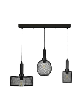 ΤΡΙΦΩΤΟ ΜΕΤΑΛΛΙΚΟ ΦΩΤΙΣΤΙΚΟ ΟΡΟΦΗΣ ΣΕ ΡΑΓΑ Fylliana ΜΕ ΚΑΠΕΛΟ ΠΛΕΓΜΑ ΜΑΥΡΟ ΧΡΩΜΑ Ε27