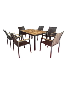 ΣΕΤ ΤΡΑΠΕΖΑΡΙΑ ΚΗΠΟΥ Fylliana ACACIA PRESTIGE 7 ΤΕΜ ΦΥΣΙΚΟ-ΚΑΦΕ-ΑΝΘΡΑΚΙ ΧΡΩΜΑ 150x90x75εκ