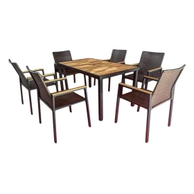 ΣΕΤ ΤΡΑΠΕΖΑΡΙΑ ΚΗΠΟΥ Fylliana ACACIA PRESTIGE 7 ΤΕΜ ΦΥΣΙΚΟ-ΚΑΦΕ-ΑΝΘΡΑΚΙ ΧΡΩΜΑ 150x90x75εκ