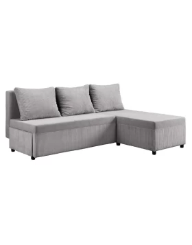 ΓΩΝΙΑΚΟΣ ΚΑΝΑΠΕΣ LUELLA ΓΚΡΙ ΧΡΩΜΑ 202x152x80εκ