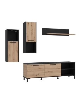 ΚΕΝΤΡΟ ΨΥΧΑΓΩΓΙΑΣ-ΣΥΝΘΕΣΗ ADRIA ARTISAN OAK-ΜΑΥΡΟ 260x40x180εκ