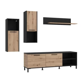 ΚΕΝΤΡΟ ΨΥΧΑΓΩΓΙΑΣ-ΣΥΝΘΕΣΗ ADRIA ARTISAN OAK-ΜΑΥΡΟ 260x40x180εκ