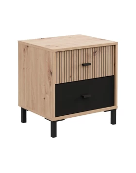 ΚΟΜΟΔΙΝΟ AVIGNON ΝΟ2F ARTISAN OAK-ΜΑΥΡΟ ΧΡΩΜΑ 48x40x52εκ