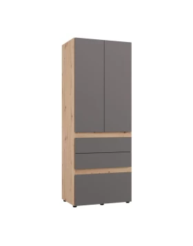 ΝΤΟΥΛΑΠΑ ARDERIN 2K3F h207 ARTISAN OAK-ΓΚΡΙ ΓΡΑΦΙΤΗΣ 79x52x208εκ