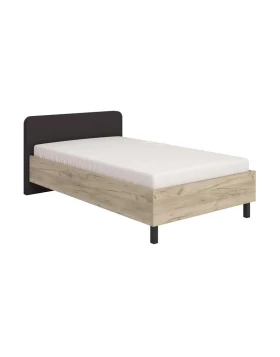 ΚΡΕΒΑΤΙ BARLETTA 120 GREY OAK ΜΕ ΓΚΡΙ ΥΦΑΣΜΑ ΚΑΙ ΜΑΥΡΑ ΠΟΔΙΑ 131x213,5x85,5εκ (120x200)