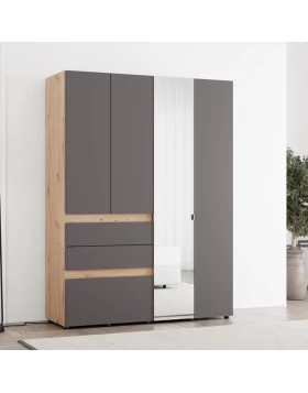 ΝΤΟΥΛΑΠΑ ARDERIN 4K3F1O h207 ARTISAN OAK-ΓΚΡΙ ΓΡΑΦΙΤΗΣ 155x52x208εκ