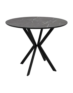 ΣΤΡΟΓΓΥΛΟ ΤΡΑΠΕΖΙ ΤΡΑΠΕΖΑΡΙΑΣ Fylliana Vector CERAMIC ΓΚΡΙ ΧΡΩΜΑ 90εκ