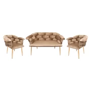 ΣΕΤ ΣΑΛΟΝΙ 3 ΤΕΜΑΧΙΩΝ Fylliana Baloon ΜΕ ΜΕΤΑΛΛΙΚΟ ΣΚΕΛΕΤΟ ΚΑΙ ΜΠΕΖ ΧΡΩΜΑ ΥΦΑΣΜΑΤΟΣ