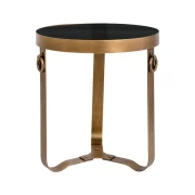 ΜΕΤΑΛΛΙΚΟ ΣΤΡΟΓΓΥΛΟ ΤΡΑΠΕΖΑΚΙ ΓΩΝΙΑΣ ME ΓΥΑΛΙΝΗ ΕΠΙΦΑΝΕΙΑ Fylliana FL382 ΜΠΡΟΝΖΕ-ΜΑΥΡΟ ΧΡΩΜΑ 41x45εκ