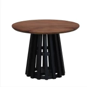 ΣΤΡΟΓΓΥΛΟ ΤΡΑΠΕΖΙ ΣΑΛΟΝΙΟΥ Fylliana Mekong ΚΑΦΕ-ΜΑΥΡΟ ΧΡΩΜΑ 60x45εκ