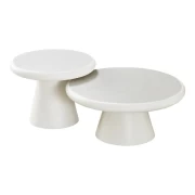 ΣΕΤ 2 ΤΡΑΠΕΖΙΑ ΣΑΛΟΝΙΟΥ Fylliana Concretto ΛΕΥΚΟ ΜΕ ΥΦΗ ΤΣΙΜΕΝΤΟΥ ΧΡΩΜΑ 80x36εκ & 60x44εκ