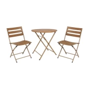 ΣΕΤ BALCONY 3TEM ΣΤΡΟΓΓΥΛΟ Fylliana POLYWOOD & ΑΤΣΑΛΙ ΦΥΣΙΚΟ-ΚΑΦΕ ΧΡΩΜΑ