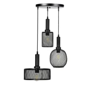 ΤΡΙΦΩΤΟ ΜΕΤΑΛΛΙΚΟ ΦΩΤΙΣΤΙΚΟ ΟΡΟΦΗΣ Fylliana ΜΕ ΚΑΠΕΛΟ ΠΛΕΓΜΑ ΜΑΥΡΟ ΧΡΩΜΑ Ε27