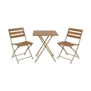 ΣΕΤ BALCONY 3TEM ΤΕΤΡΑΓΩΝΟ Fylliana POLYWOOD & ΑΤΣΑΛΙ ΦΥΣΙΚΟ-ΚΑΦΕ ΧΡΩΜΑ